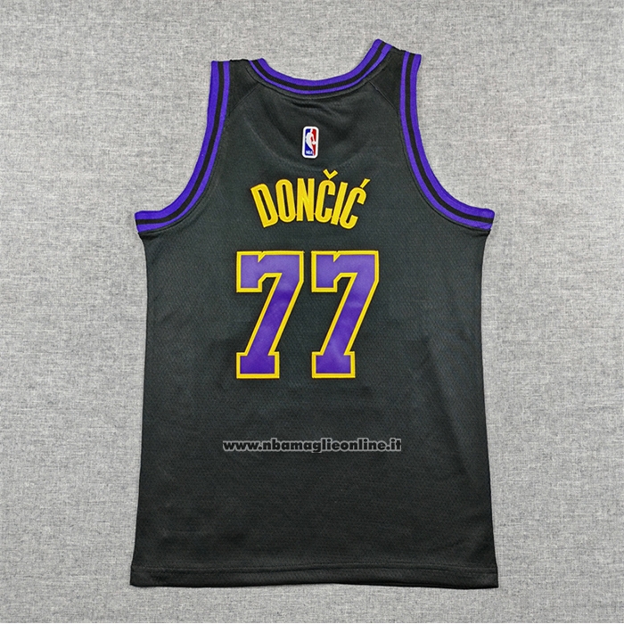 Maglia Bambino Los Angeles Lakers Luka Doncic No 77 Citta 2025-26 Nero